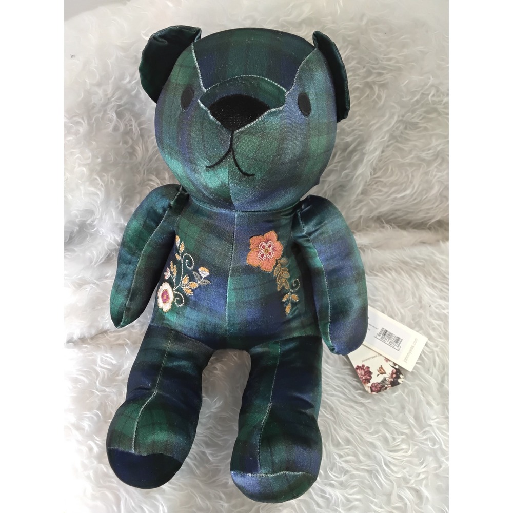 Johnny Was Mingo Plaid Embroidered Velvet‎ Bear Green Blue Tartan H89625-O NWT